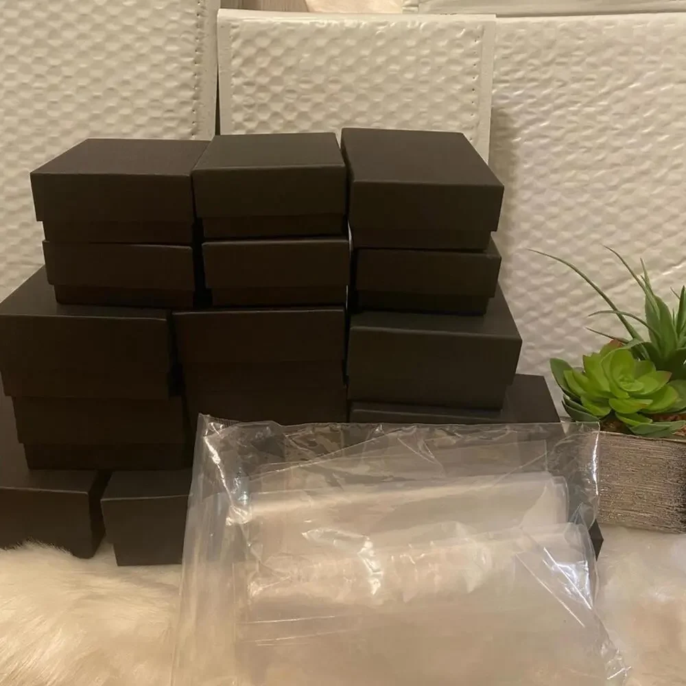 Set of Black Decorative Storage Boxes